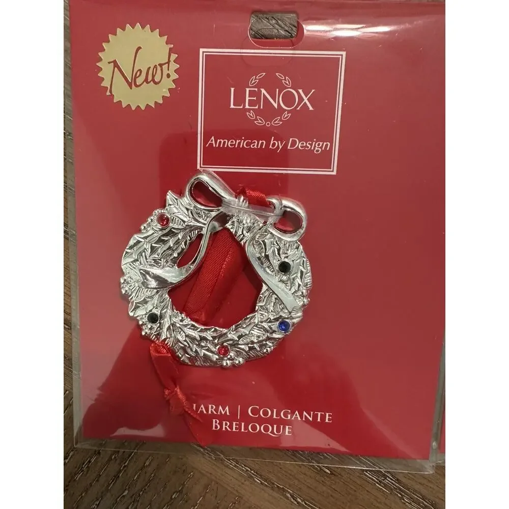 NEW 2 Lenox Charms Christmas Ornaments Jeweled Wreath & Christmas Tree